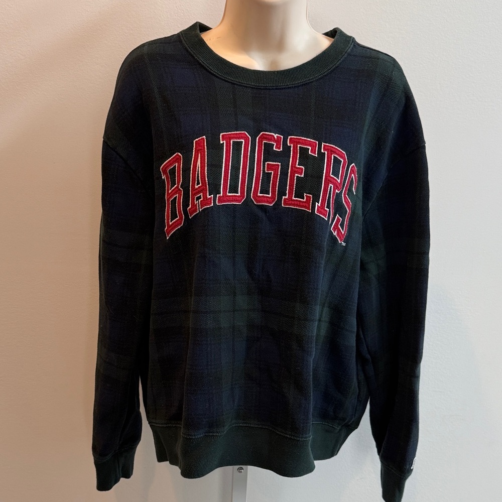 Vintage Tailgate Badgers Women's Green Blue Cozy Sweatshirt Pullover Size L